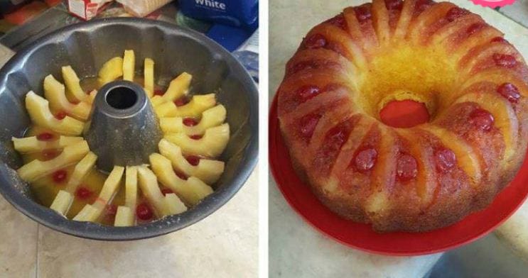 Pineapple Upside Down Bundt Cake - A decadent dessert with pineapple rings, cherries, and rich brown sugar, baked to perfection