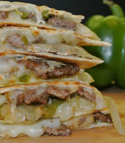 A plate of cheese steak quesadillas