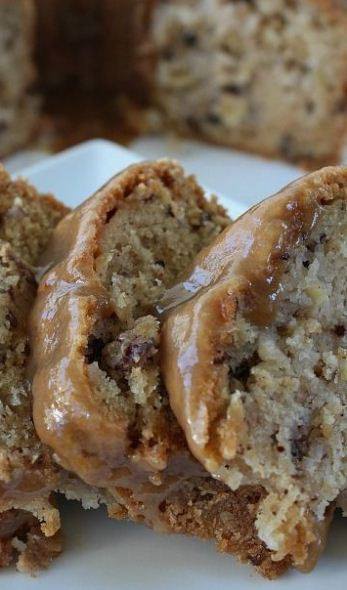 APPLE PECAN CAKE WITH CARAMEL GLAZE