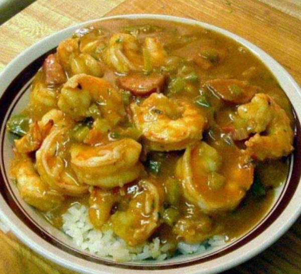 Crockpot Gumbo in a bowl with a spoon