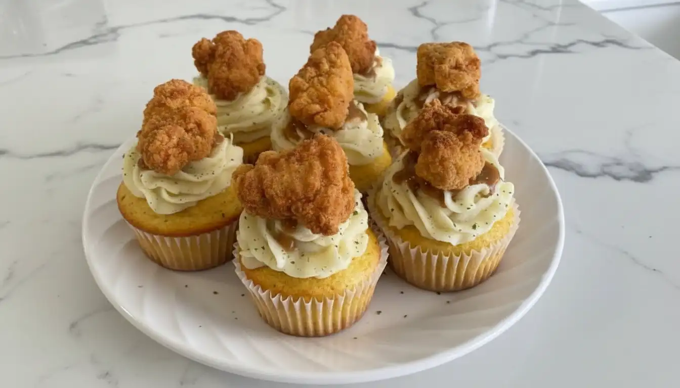 Cornbread Fried Chicken and Mashed Potato Cupcakes