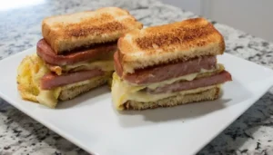 Egg And Spam Breakfast Sandwiches