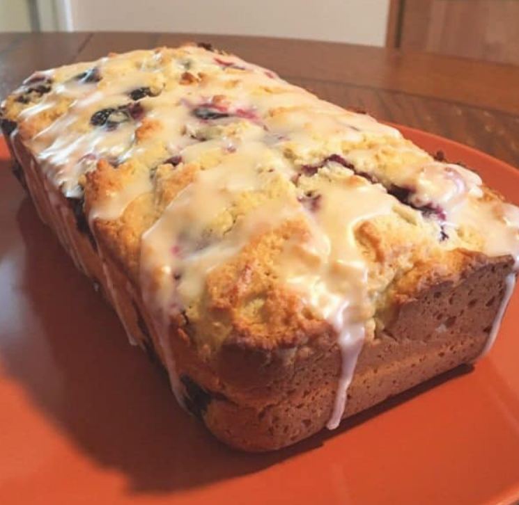 Blueberry lemon bread with a lemon glaze