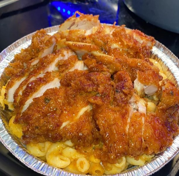 Honey Glaze Sweet & Spicy Fried Chicken and Buttermilk Mac & Cheese - A symphony of flavors on a plate.