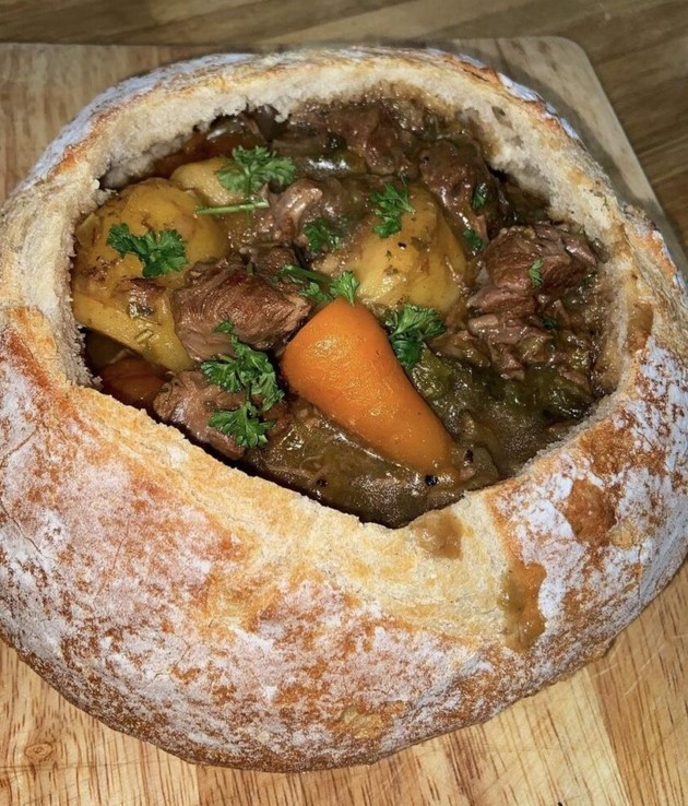Hearty Beef Stew in a Bread Bowl - Culinary Perfection