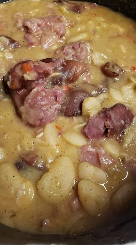 White Bean and Ham Hock Soup in a Bowl