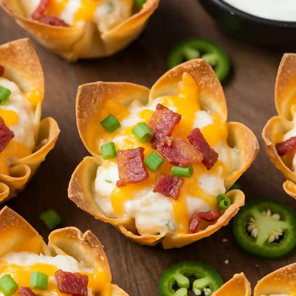 Bacon Jalapeño Popper Wonton Cups