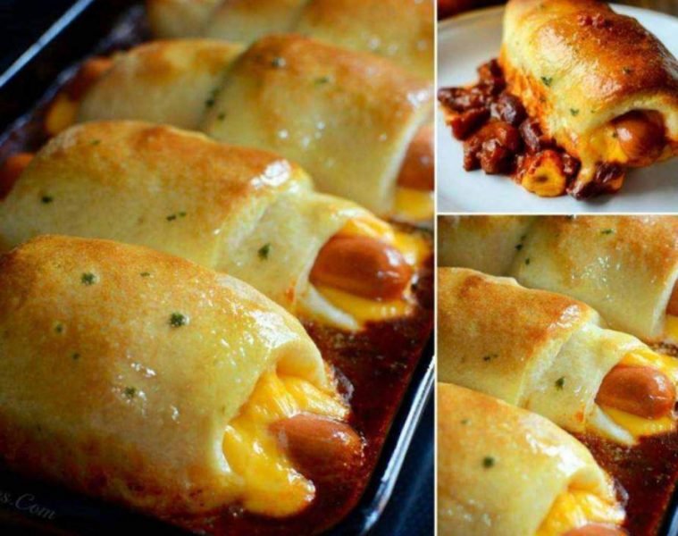 Chili Cheese Dog Bake - A delicious casserole made with hot dogs, chili, and melted cheese.