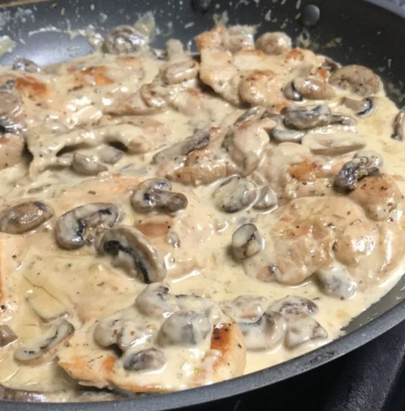 Baked Chicken-Fried Steak with Mushroom Gravy"