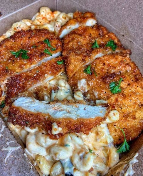 Cajun Mac and Cheese and Hennessy Fried Chicken Recipe Image