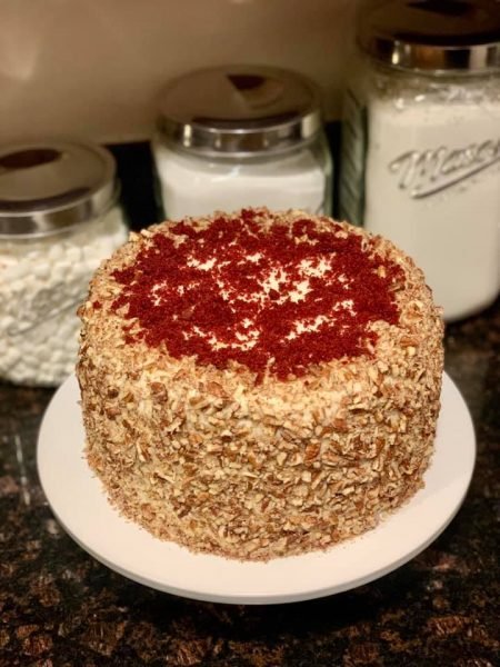 Red Velvet Cheesecake slice on a plate