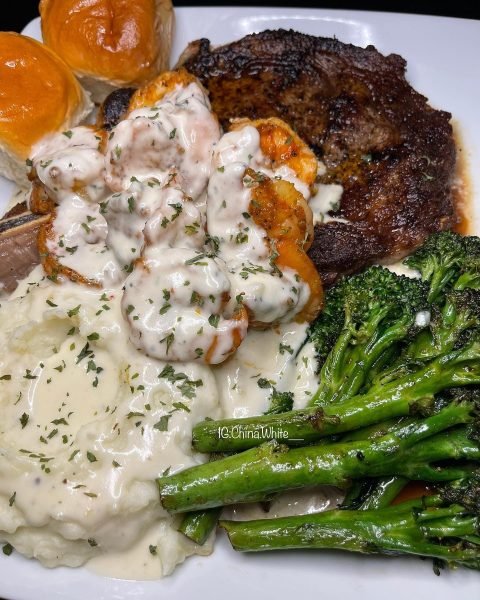 Creamy Parmesan Shrimp Steak