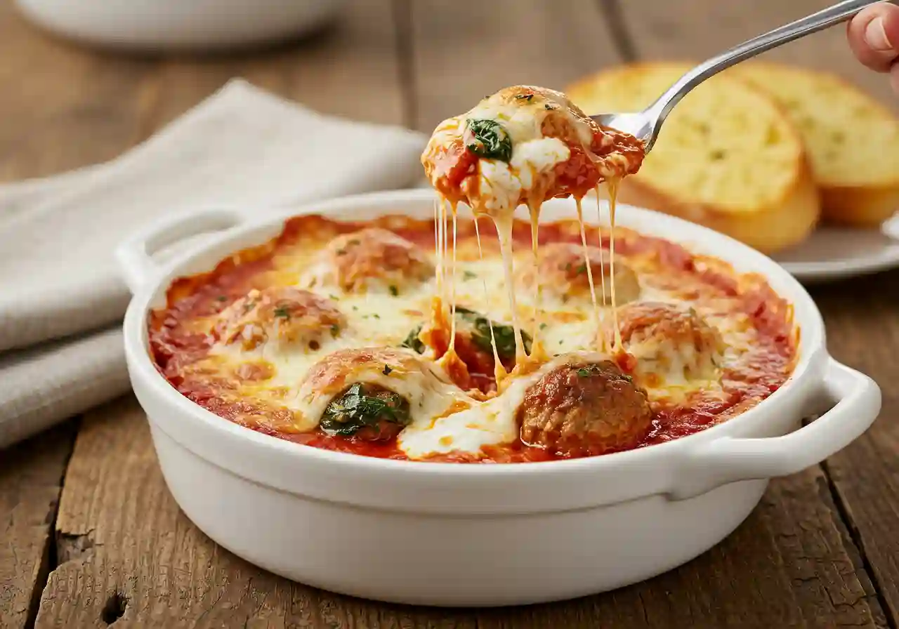 5-Ingredient Cheesy Meatball Casserole