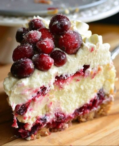 Image of White Chocolate Cranberry Cheesecake Cake