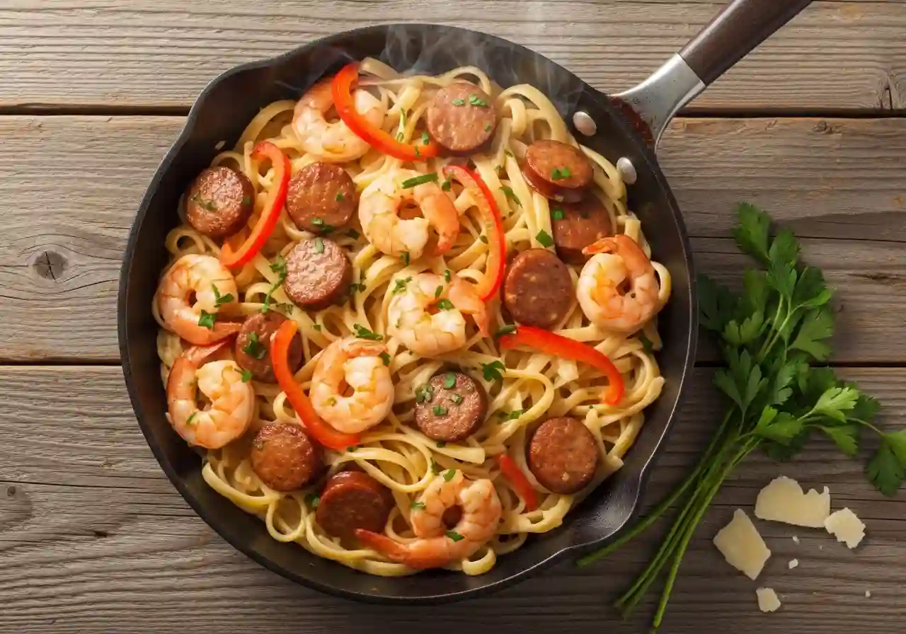 Creamy Cajun Shrimp and Sausage Pasta