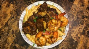 Oxtail and Jerk Shrimp Rasta Pasta