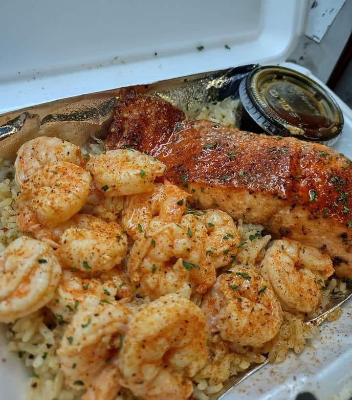 CAJUN SALMON AND SHRIMP WITH CREAM SAUCE