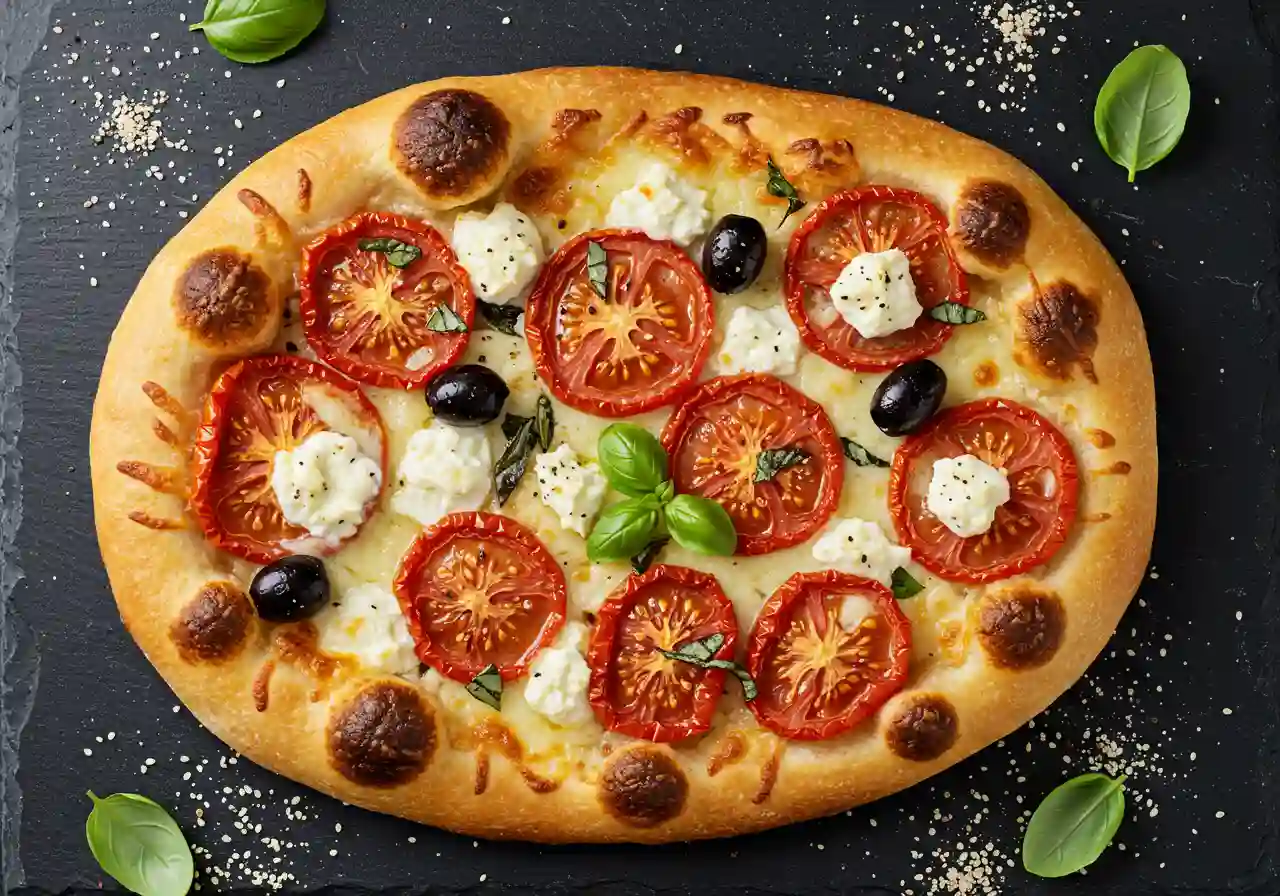 Sun Dried Tomato, Olive and Goat Cheese Flatbread