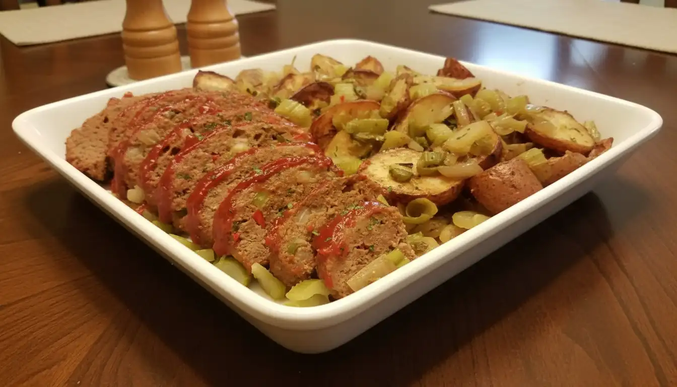The Best Meatloaf with Roasted Garlic Potatoes Recipe