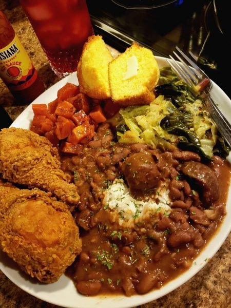 Louisiana Red Beans with Fried Chicken For Dinner