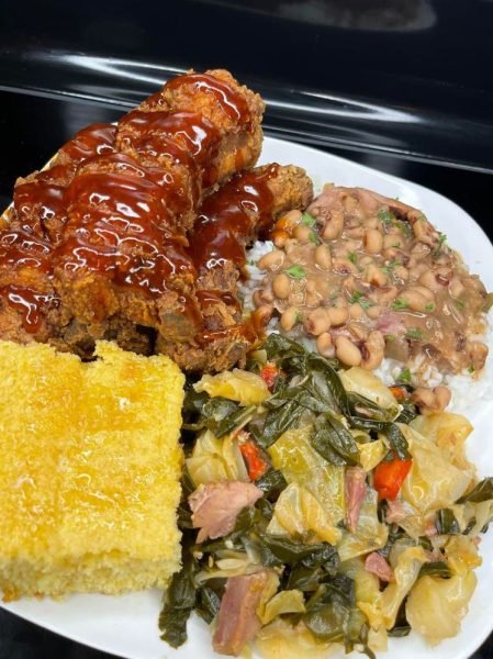 fried ribs with homemade honey BBQ sauce