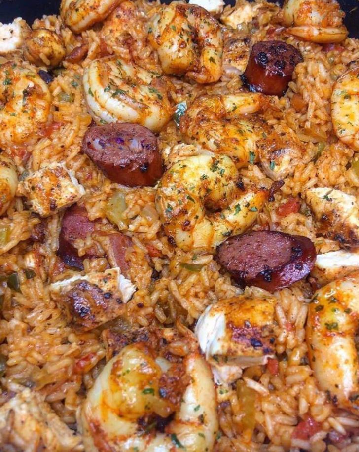 Tasty Homemade Jambalaya With Chicken Sausage And Shrimp