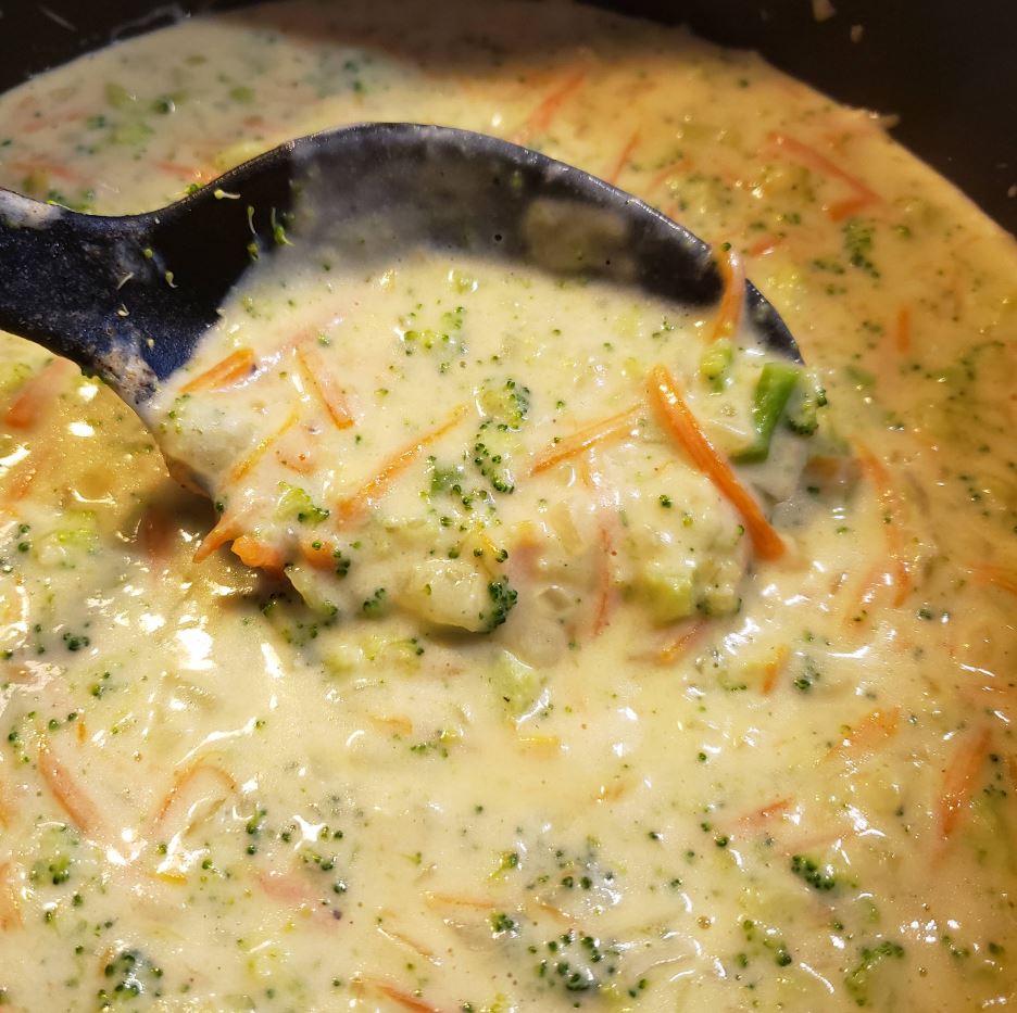 A bowl of creamy and comforting Panera-style broccoli cheese soup