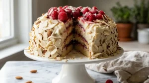 Almond Raspberry Cake with White Chocolate Amaretto Buttercream Recipe