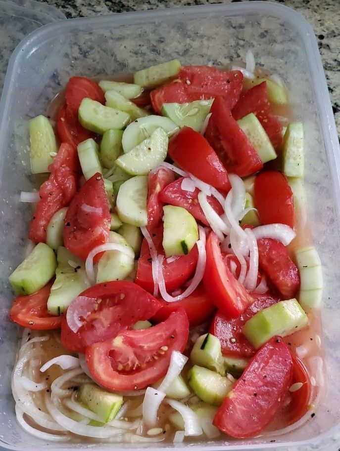 Marinated Cucumbers, Onions, and Tomatoes