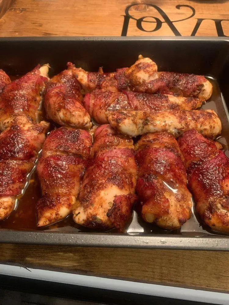 "Bacon Wrapped Chicken Tenders Close-Up"