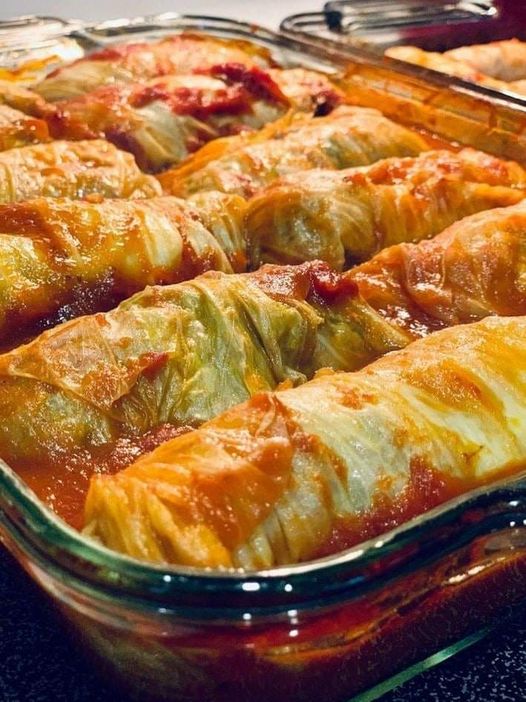 Plate of hot and savory Old Fashioned Stuffed Cabbage Rolls"