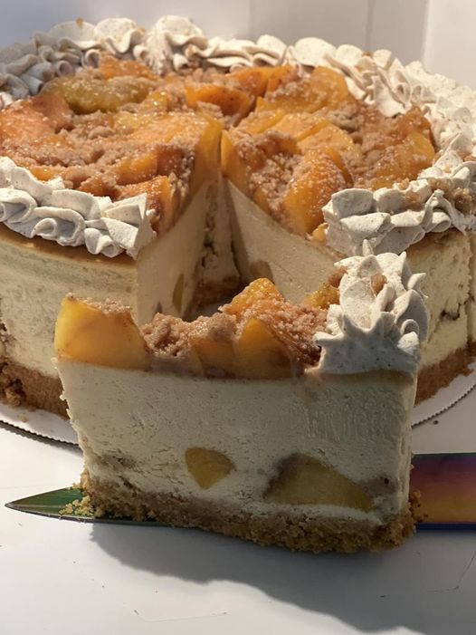 "Bourbon Peach Streusel Cheesecake - Irresistible Dessert"