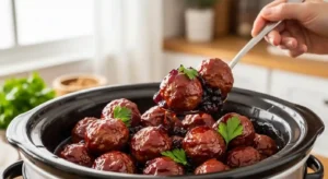 Crockpot Meatballs with Grape Jelly Sauce