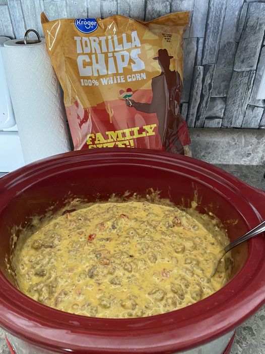 "Savory Meaty Cheesy Chip Dip - Perfect for Snacking"