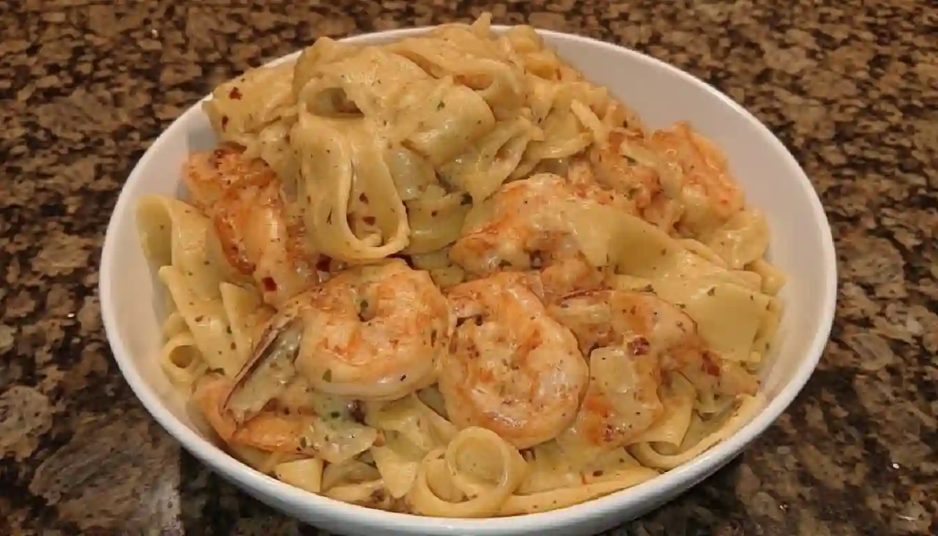 Creamy Shrimp Fettuccine Pasta With Homemade Alfredo Sauce