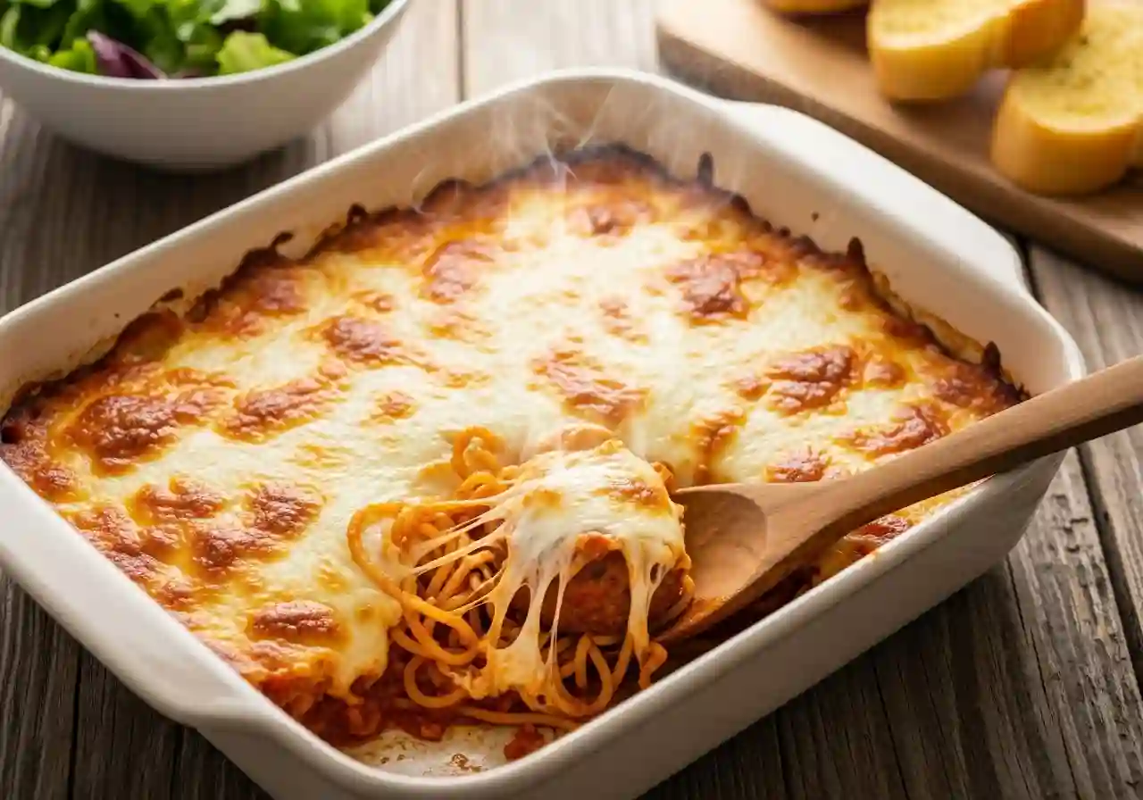 Baked Meatballs and Spaghetti