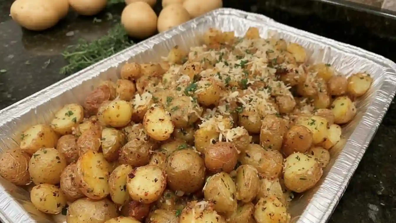 Crispy Roasted Garlic Parmesan Potatoes
