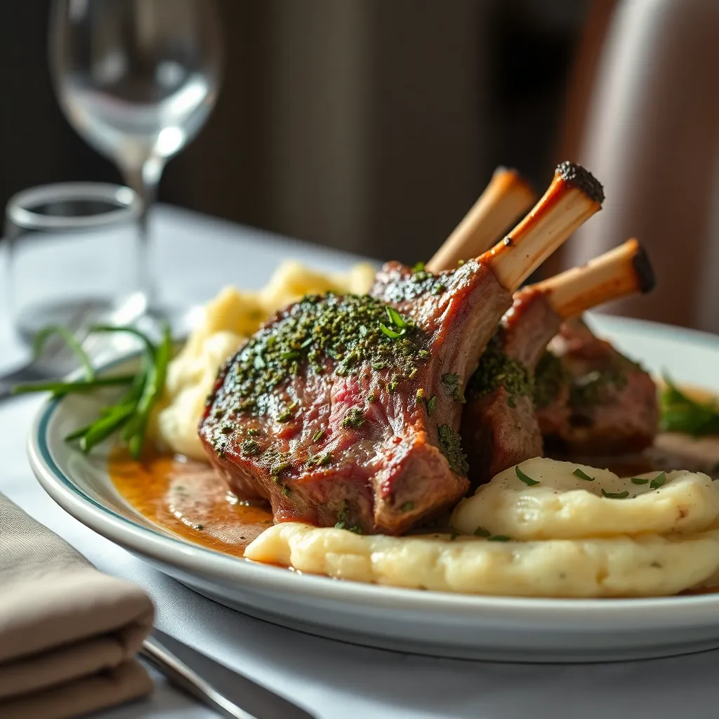 Herb-Crusted Rack of Lamb with Garlic Mashed Potatoes