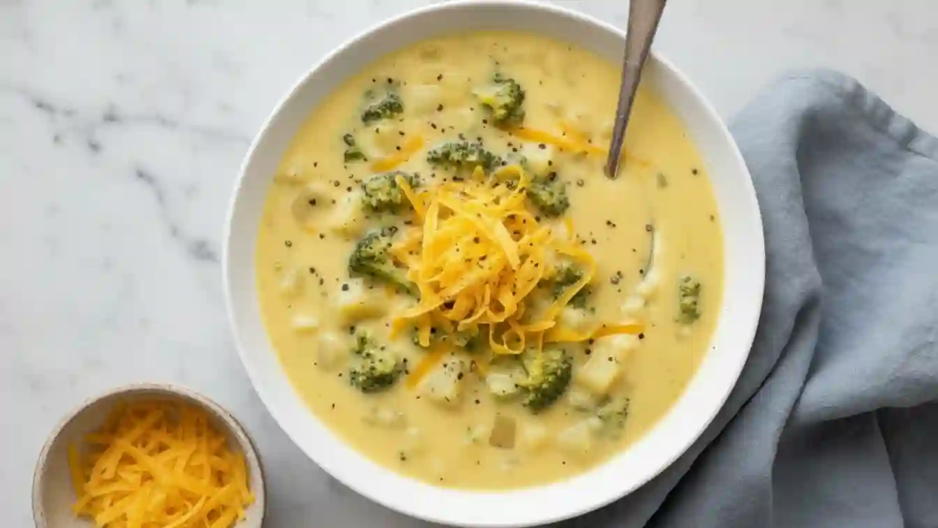 Slow Cooker Potato Broccoli Cheddar Soup