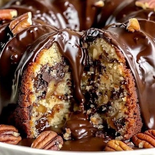 Decadent German Chocolate Pecan Pound Cake Delight