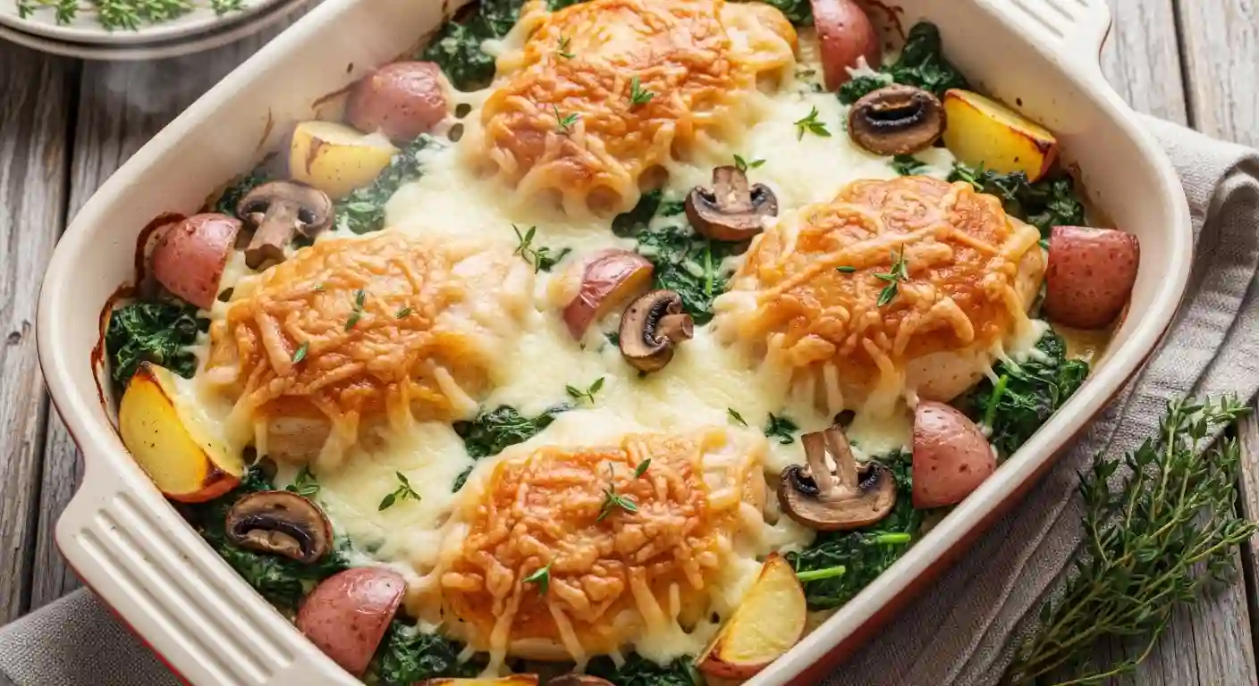 Smothered Chicken with Spinach and Mushrooms Recipe