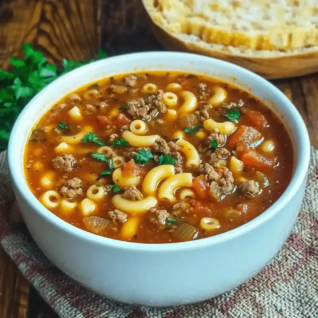 Beef & Tomato Macaroni Soup -