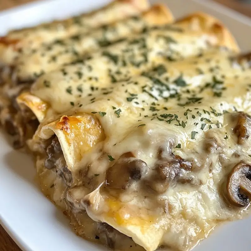 Creamy Beef and Mushroom Enchiladas