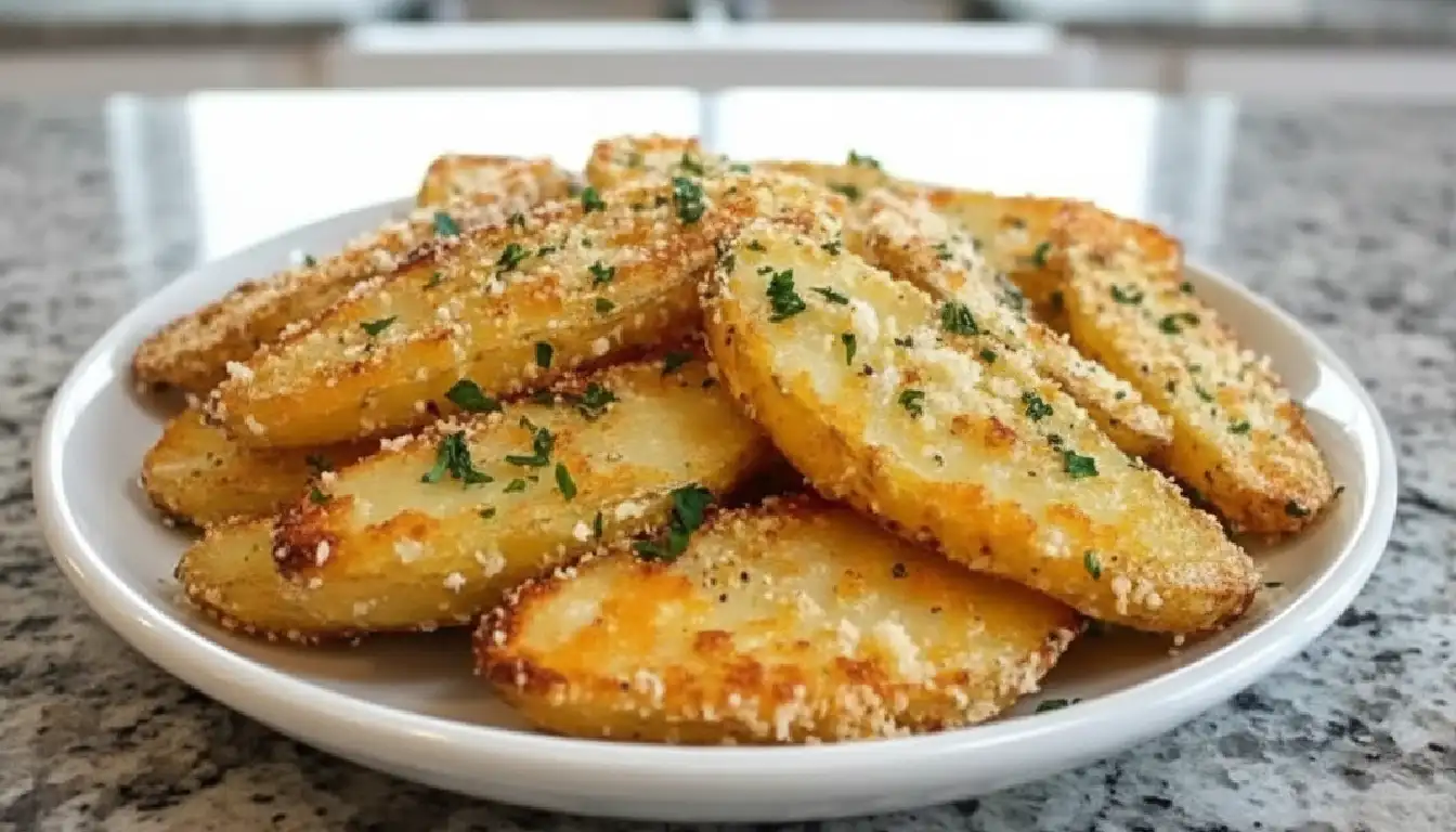 Crispy Baked Garlic Parmesan Potato Wedges