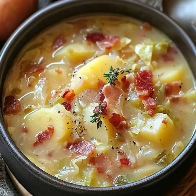 Irish Bacon Cabbage and Potato Soup -