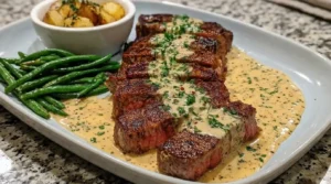 Juicy Steak with Creamy Garlic Sauce