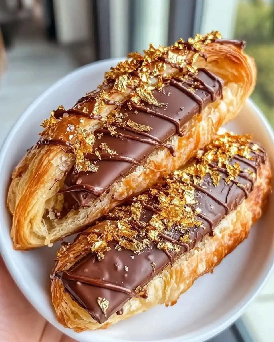 Chocolate Croissants with Edible Gold Flakes