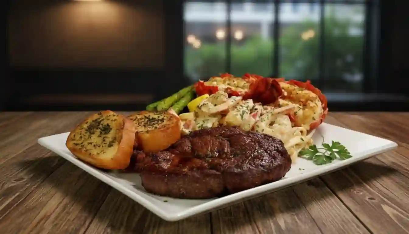 Perfect Ribeye, Grilled Lobster, and Shrimp Pasta