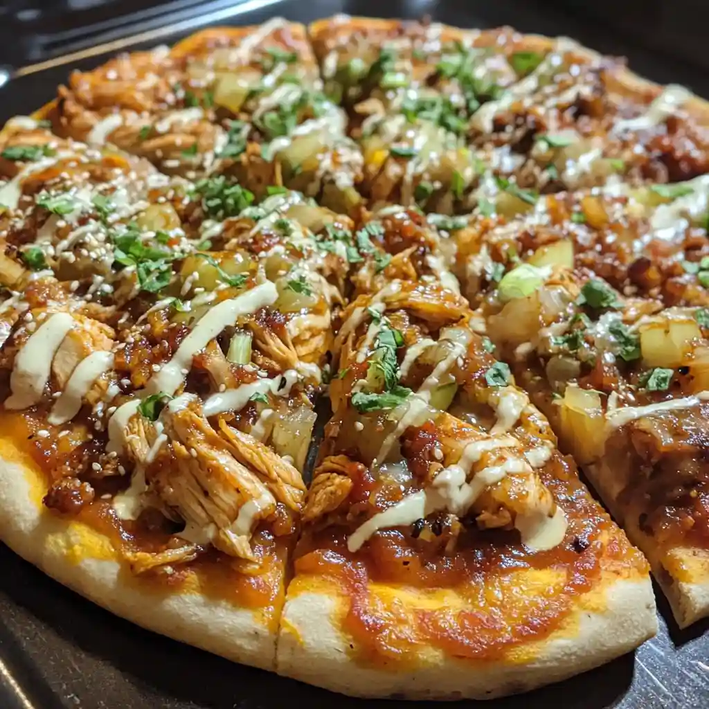 Taco Pizza with Korean BBQ Chicken and Kimchi Recipe