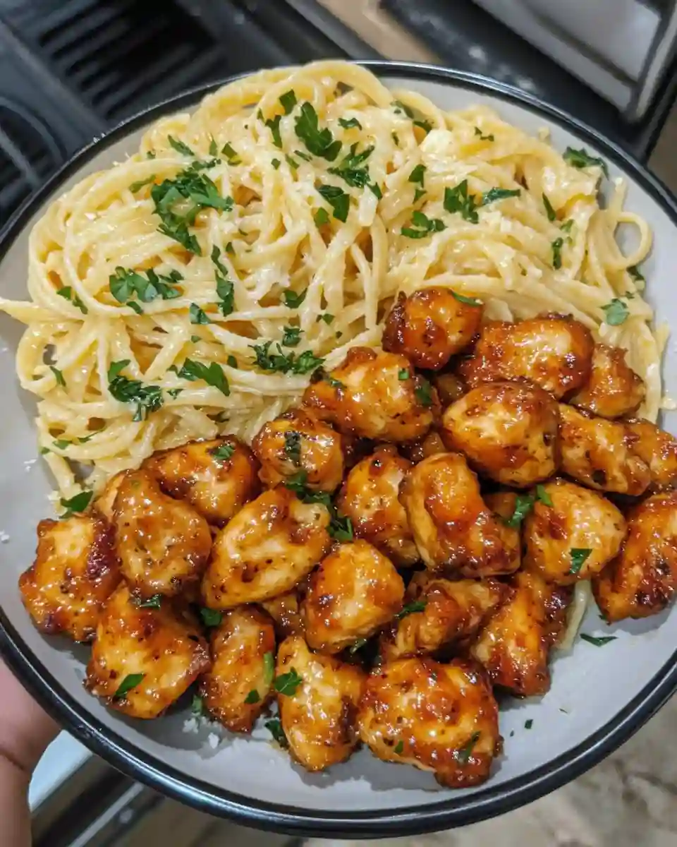 Lemon Garlic Butter Chicken with Parmesan Linguine
